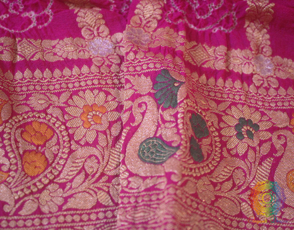 Pink Pure Banarasi Georgette Gharchola Bandhani Dupatta – Bandhani Saree Online India | Elegantt Drapes