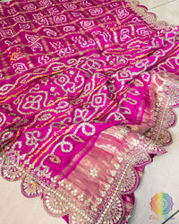 Pink Gaji Gharchola Gota Patti Saree – Handloom Saree Online India | Elegantt Drapes