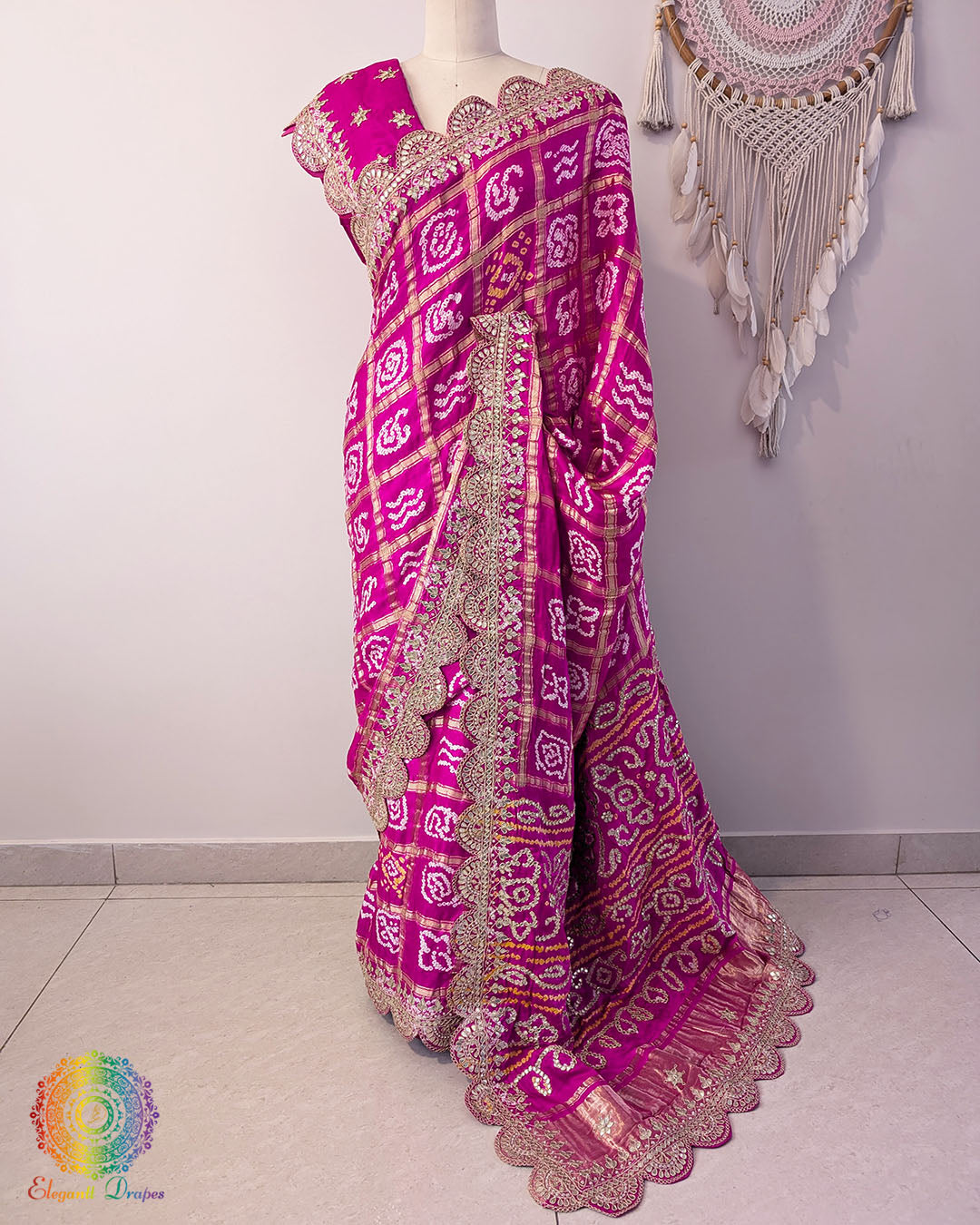 Pink Gaji Gharchola Gota Patti Saree – Handloom Saree Online India | Elegantt Drapes