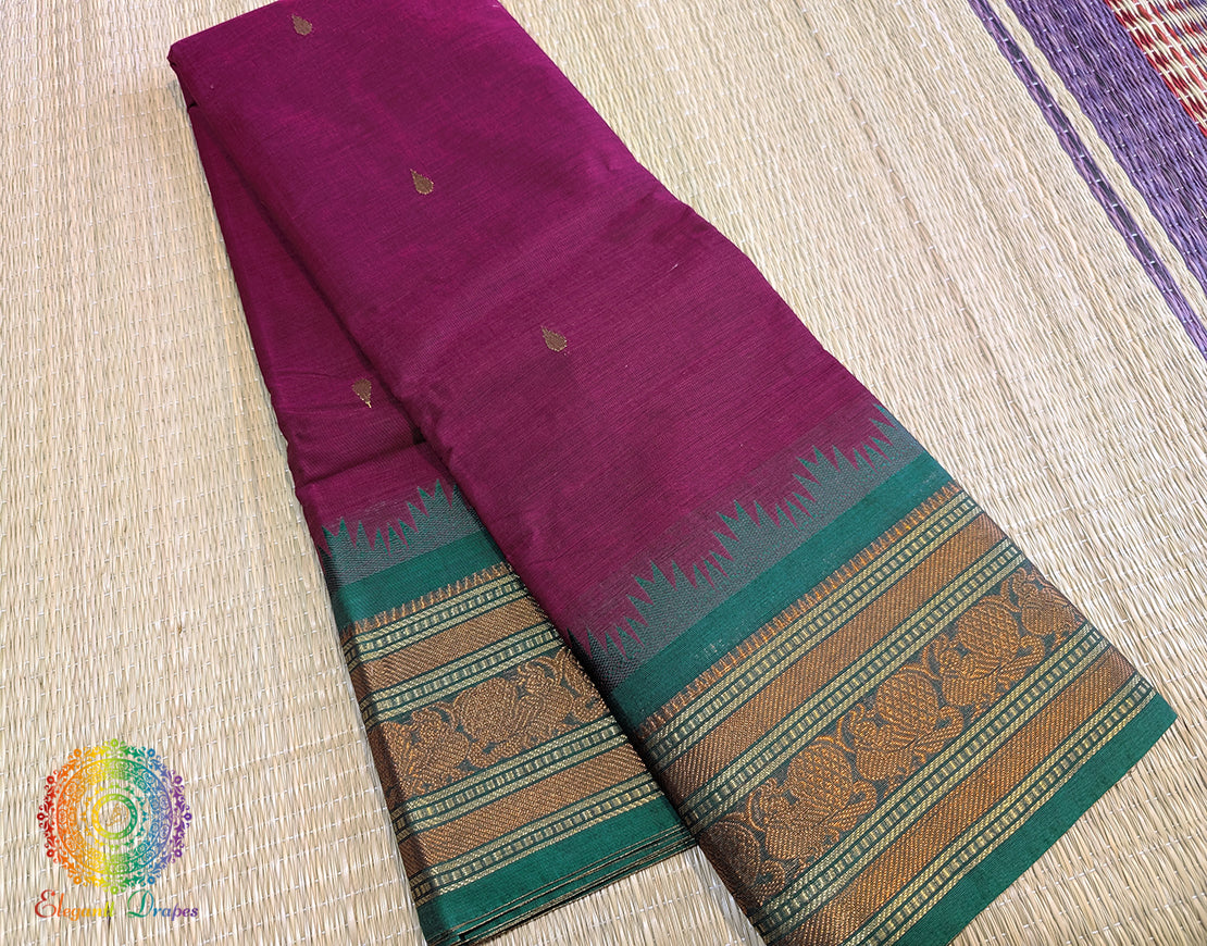 Mulberry Pink Pure Kanchi Cotton Saree – Handloom Saree Online India | Elegantt Drapes