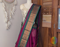 Mulberry Pink Pure Kanchi Cotton Saree – Handloom Saree Online India | Elegantt Drapes