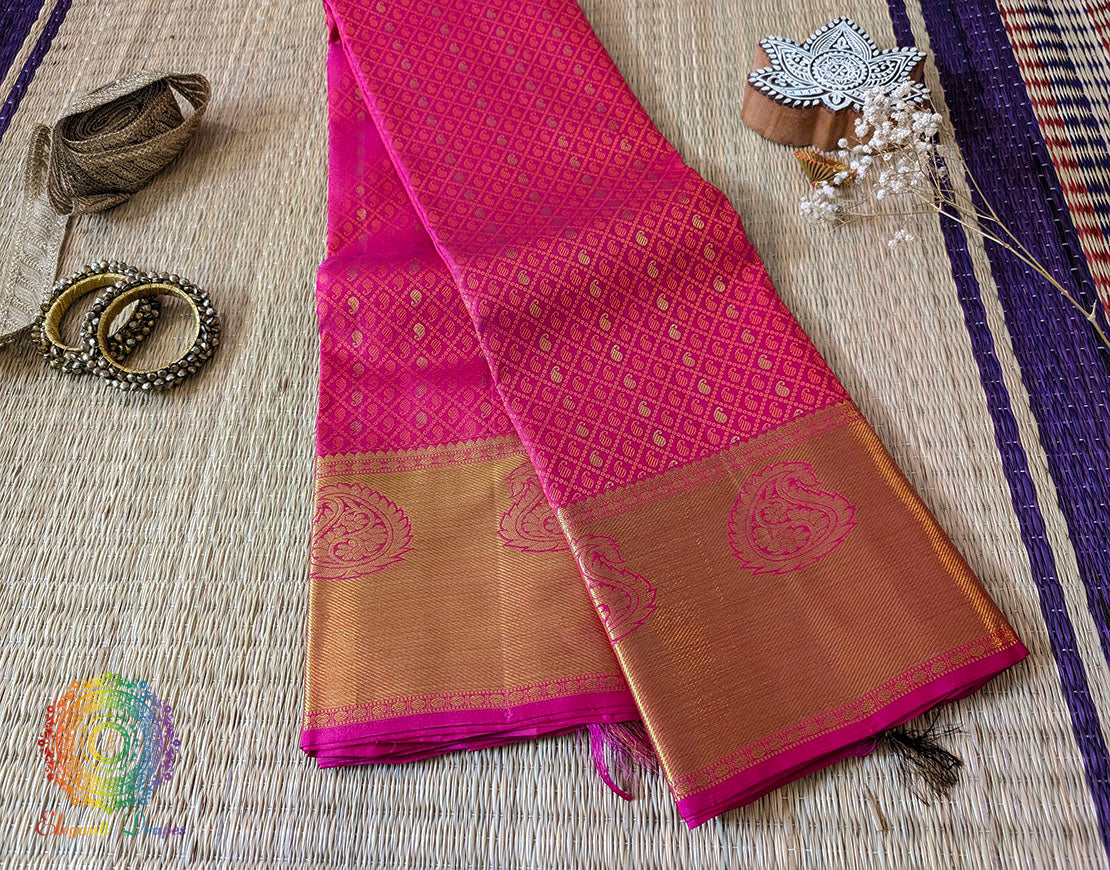 Bridal Pink Pure Kanjivaram Handloom Silk Saree – Handloom Saree Online India | Elegantt Drapes