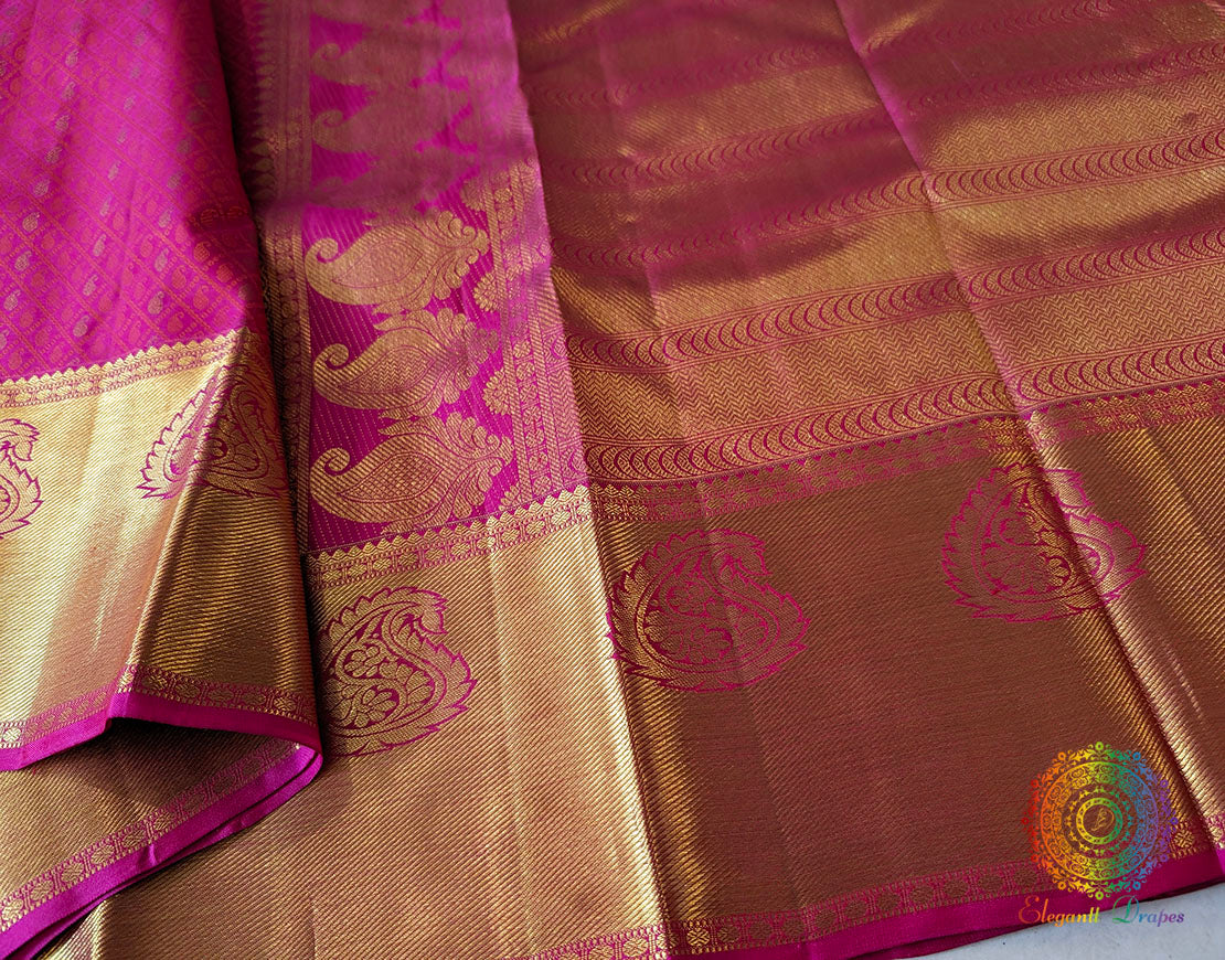 Bridal Pink Pure Kanjivaram Handloom Silk Saree – Handloom Saree Online India | Elegantt Drapes