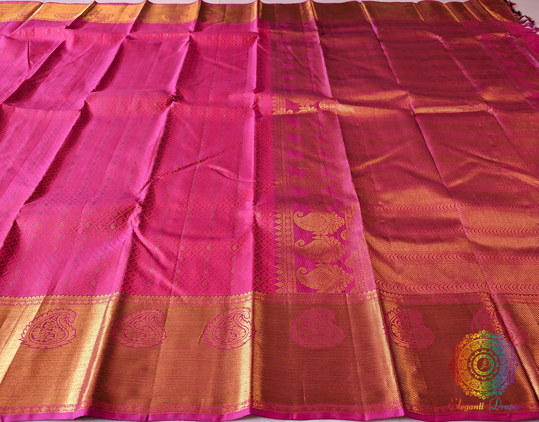 Bridal Pink Pure Kanjivaram Handloom Silk Saree – Handloom Saree Online India | Elegantt Drapes