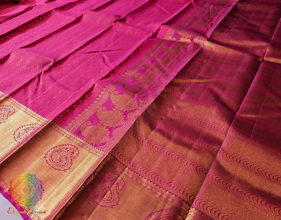 Bridal Pink Pure Kanjivaram Handloom Silk Saree – Handloom Saree Online India | Elegantt Drapes