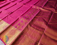 Bridal Pink Pure Kanjivaram Handloom Silk Saree – Handloom Saree Online India | Elegantt Drapes