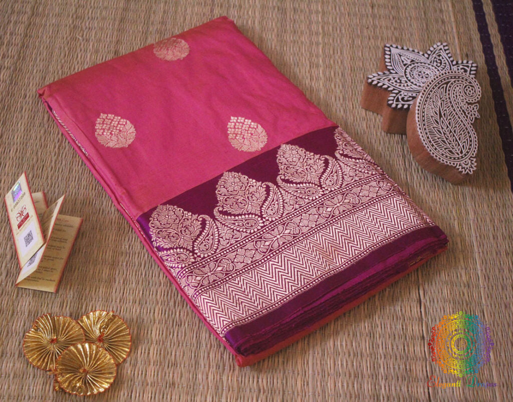 Pink Banarasi Handloom Pure Katan Silk Saree – Handloom Saree Online India | Elegantt Drapes