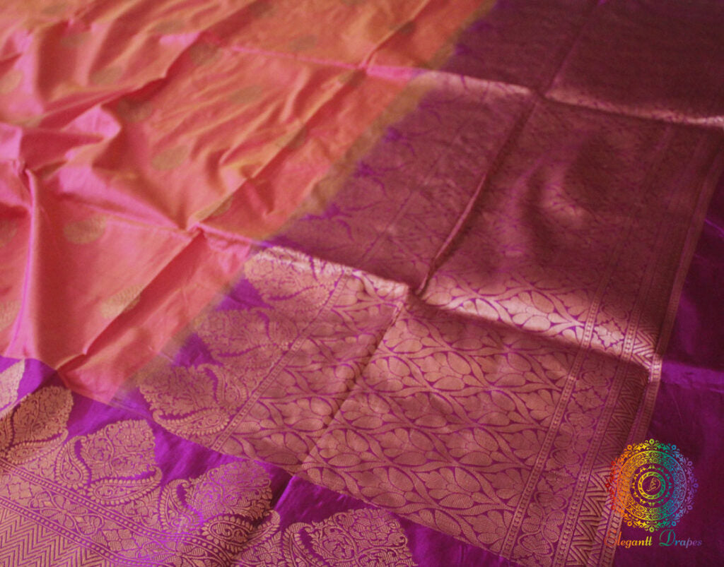Pink Banarasi Handloom Pure Katan Silk Saree – Handloom Saree Online India | Elegantt Drapes