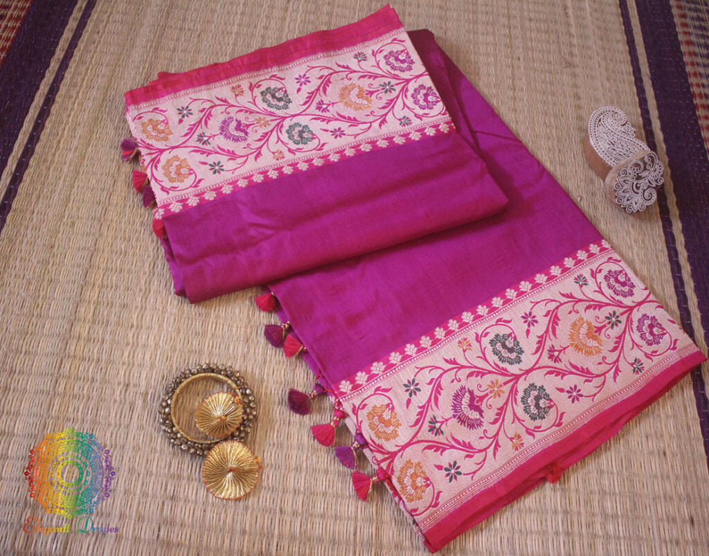 Magenta Banarasi Handloom Pure Katan Silk Paithani Saree – Handloom Saree Online India | Elegantt Drapes