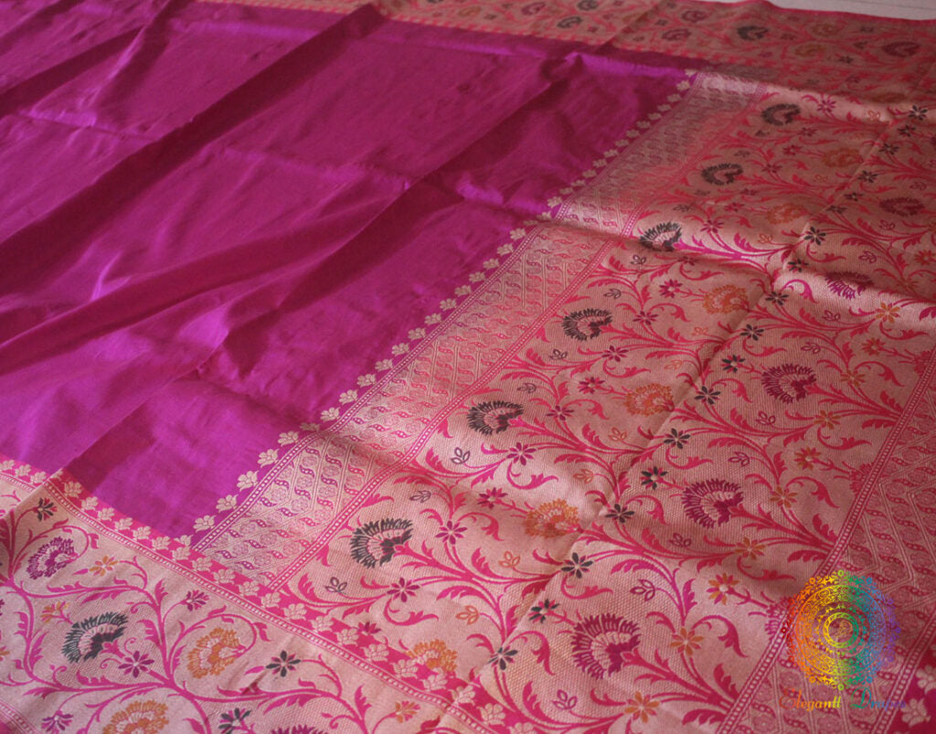 Magenta Banarasi Handloom Pure Katan Silk Paithani Saree – Handloom Saree Online India | Elegantt Drapes