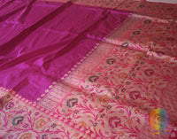 Magenta Banarasi Handloom Pure Katan Silk Paithani Saree – Handloom Saree Online India | Elegantt Drapes