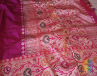 Magenta Banarasi Handloom Pure Katan Silk Paithani Saree – Handloom Saree Online India | Elegantt Drapes