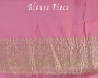 Rose Pink Banarasi Pure Khaddi Georgette Saree blouse piece