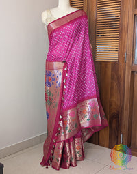 Pink Bandhani Meenakari Katan Silk Saree – Bandhani Saree Online India | Elegantt Drapes