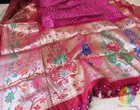 Pink Bandhani Meenakari Katan Silk Saree – Bandhani Saree Online India | Elegantt Drapes