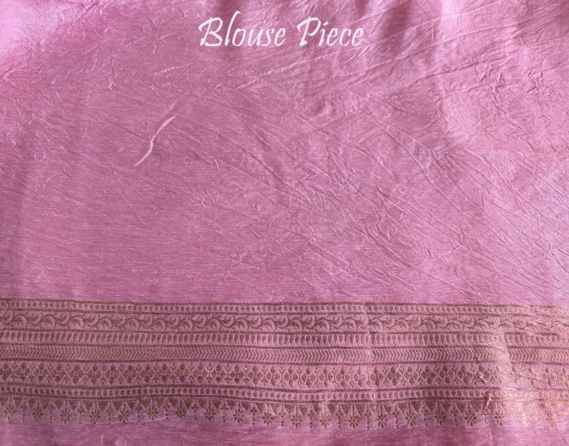 Pink Banarasi Handloom Pure Linen Saree – Handloom Saree Online India | Elegantt Drapes