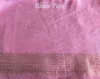 Pink Banarasi Handloom Pure Linen Saree – Handloom Saree Online India | Elegantt Drapes