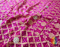 Pink Shaded Banarasi Georgette Bandhani Gota Work Saree – Bandhani Saree Online India | Elegantt Drapes