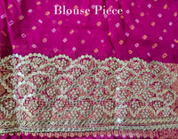Pink Shaded Banarasi Georgette Bandhani Gota Work Saree – Bandhani Saree Online India | Elegantt Drapes