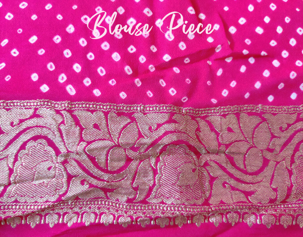 Pink Bandhani saree drape Blouse