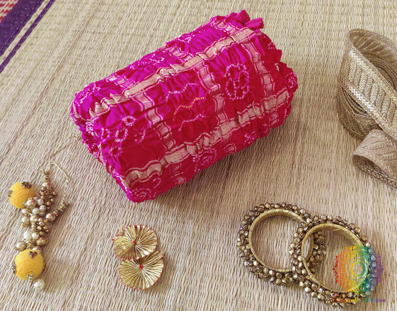 Rani Pink Pure Gaji Silk Bandhani Gharchola Dupatta