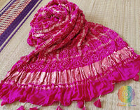 Rani Pink Pure Gaji Silk Bandhani Gharchola Dupatta