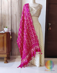 Rani Pink Pure Gaji Silk Bandhani Gharchola Dupatta