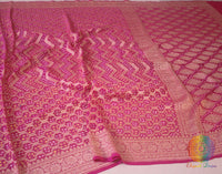 Pink Pure Banarasi Khaddi Georgette Bandhani Saree – Bandhani Saree Online India | Elegantt Drapes