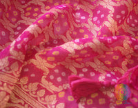 Pink Pure Banarasi Khaddi Georgette Bandhani Saree – Bandhani Saree Online India | Elegantt Drapes