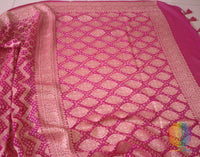 Pink Pure Banarasi Khaddi Georgette Bandhani Saree – Bandhani Saree Online India | Elegantt Drapes