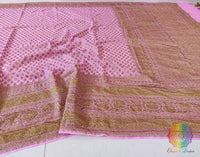 Pink Banarasi Handloom Pure Khaddi Georgete Saree – Handloom Saree Online India | Elegantt Drapes