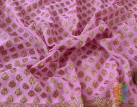 Pink Banarasi Handloom Pure Khaddi Georgete Saree – Handloom Saree Online India | Elegantt Drapes