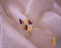 Blush Pink Pure Organza Silk Hand Embroidered Saree – Handloom Saree Online India | Elegantt Drapes