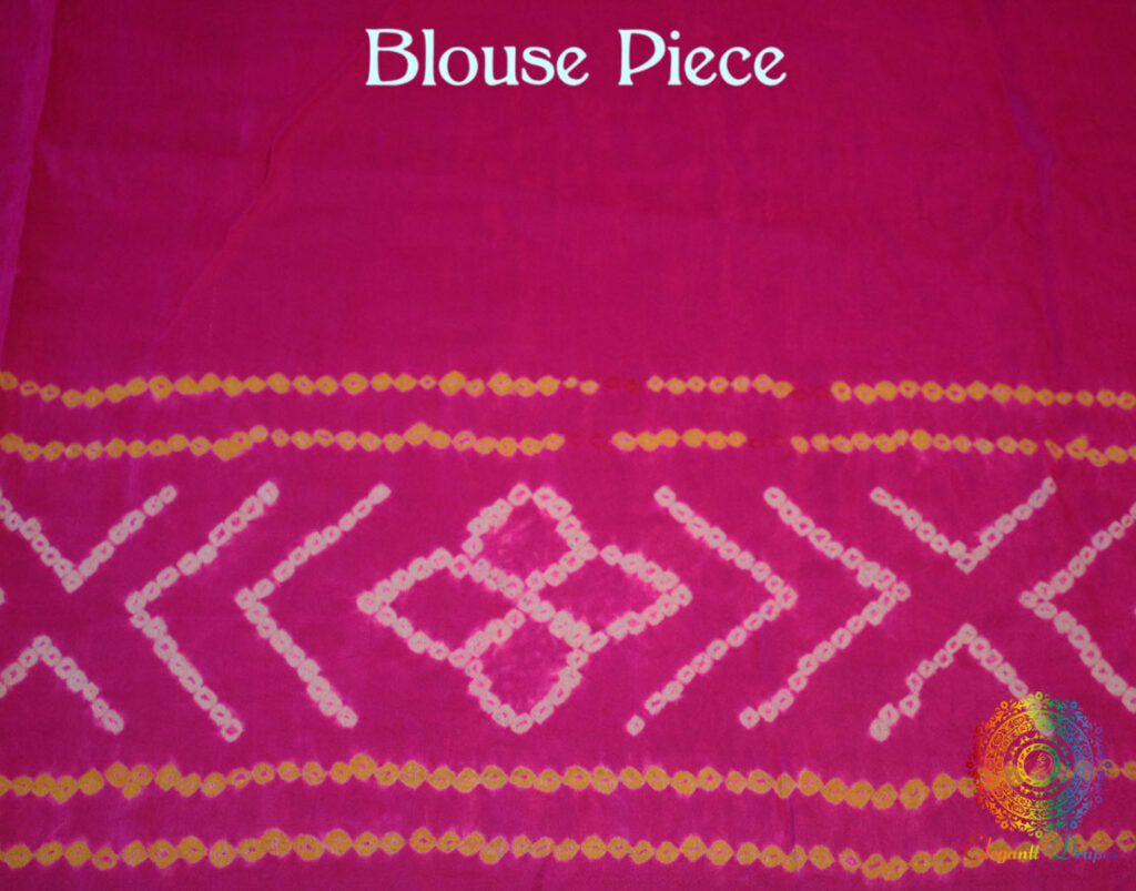 Pink Orange Gharchola Bandhani saree drape Blouse