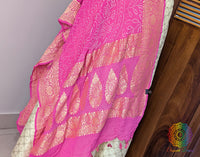 Pink Banarasi Georgette Rai Bandhej Dupatta – Bandhani Saree Online India | Elegantt Drapes