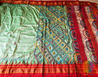 Pista Green Pure Ilkal Silk Lambani Handwork Saree – Ilkal Handloom Saree Online India | Elegantt Drapes