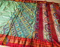 Pista Green Pure Ilkal Silk Lambani Handwork Saree – Ilkal Handloom Saree Online India | Elegantt Drapes