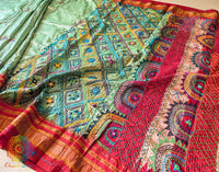 Pista Green Pure Ilkal Silk Lambani Handwork Saree – Ilkal Handloom Saree Online India | Elegantt Drapes