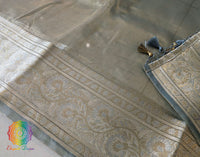 Sage Green Pure Banarasi Tissue Silk Saree – Handloom Saree Online India | Elegantt Drapes