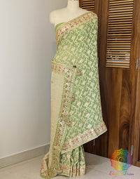 Pista Green Banarasi Pure Georgette Gota Patti Saree – Handloom Saree Online India | Elegantt Drapes