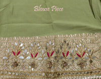 Pista Green Banarasi Pure Georgette Gota Patti Saree – Handloom Saree Online India | Elegantt Drapes