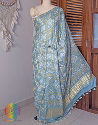 Powder Blue Gharchola saree pallu with Bandhej detailing