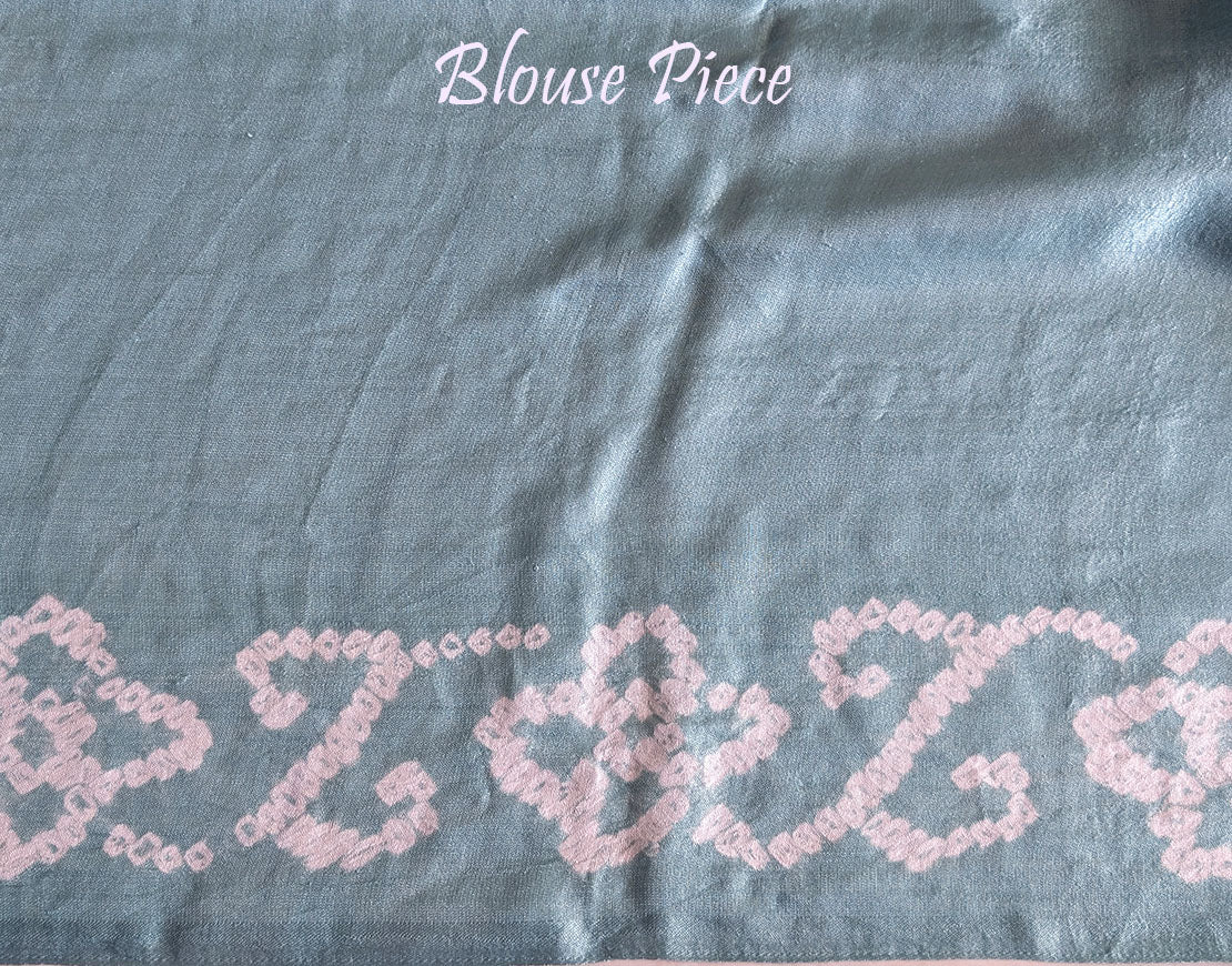 Powder Blue Gharchola Bandhani saree drape Blouse