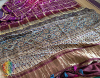 Purple Pink Shaded Gharchola Gaji Silk Bandhani Saree – Bandhani Saree Online India | Elegantt Drapes
