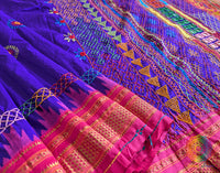 Purple Lambani Handwork Pure Ilkal Silk Saree – Ilkal Handloom Saree Online India | Elegantt Drapes