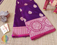 Purple Banarasi Handloom Pure Katan Silk Saree – Handloom Saree Online India | Elegantt Drapes