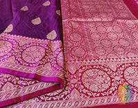 Purple Banarasi Handloom Pure Katan Silk Saree – Handloom Saree Online India | Elegantt Drapes