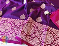 Purple Banarasi Handloom Pure Katan Silk Saree – Handloom Saree Online India | Elegantt Drapes