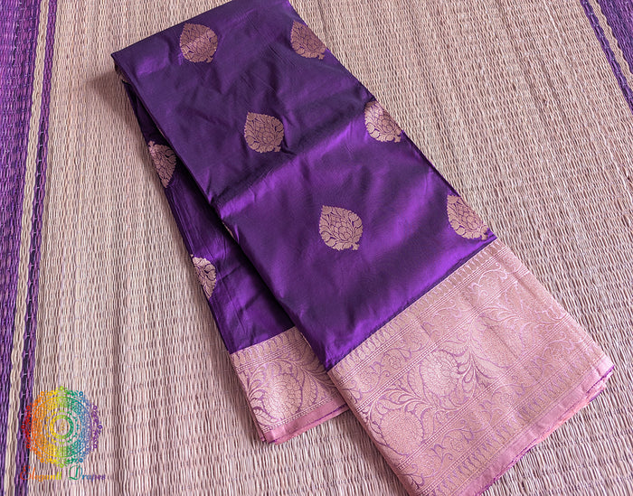 Violet Pure Banarasi Handloom Katan Silk Saree – Handloom Saree Online India | Elegantt Drapes