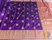 Violet Pure Banarasi Handloom Katan Silk Saree – Handloom Saree Online India | Elegantt Drapes
